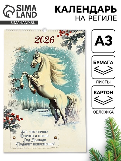 Календарь 2026 перекидной на ригеле А3 «Винтаж»