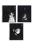 Компл тетр из 3шт 96л кл на гребне Аниме.ч/б Девочка, обл мел карт, офсет (10296901) - фото 53888367