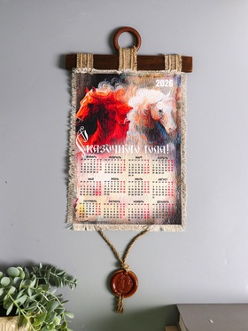 Декор настенный, панно «Календарь подвесной 2026. Сказочного года Лошади», 23.5×52 см