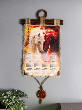 Декор настенный, панно «Календарь подвесной 2026. Слияние лошадей», 23.5×52 см