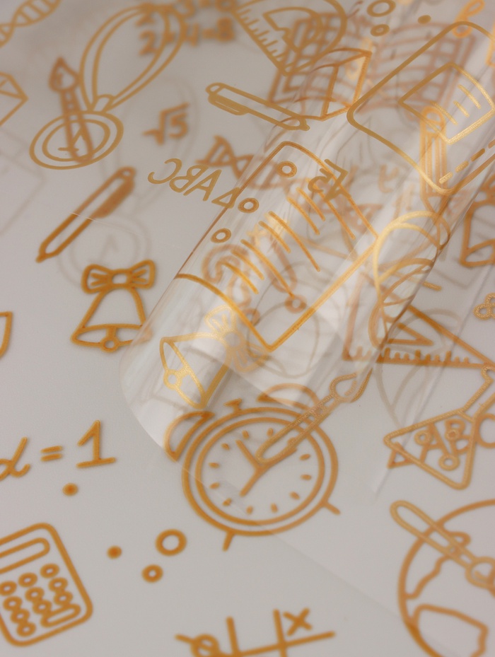 Пленка для цветов «Школьная пора» прозрачная, золотая, 0.7×8.2 м, 40 мкм