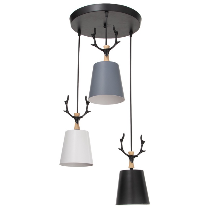 УЦЕНКА Светильник 2705/3 E27 40 Вт черный-белый-серый 30×30×13-90 см - Фото 1