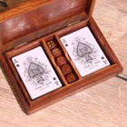 УЦЕНКА Игра настольная 2в1 (кубики + 2 колоды карт) 18×12×4 см, дерево шишам - Фото 4
