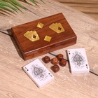 УЦЕНКА Игра настольная 2в1 (кубики + 2 колоды карт) 18×12×4 см, дерево шишам - Фото 5