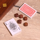 УЦЕНКА Игра настольная 2в1 (кубики + 2 колоды карт) 18×12×4 см, дерево шишам - Фото 7