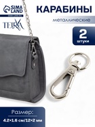 Карабин металлический TEIRA, набор 2 шт.,6.2 г 4.2×1.6 см/12×2 мм, цвет серебряный 10804192 - фото 319923050