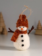 Фигурка «Снеговичок в рыжей шапке и шарфе», 5.5×5.5×12 см - Фото 1