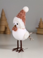 Фигурка «Белая птичка в колпаке и бабочке на веточке ели», 5.3×9.5×14 см - Фото 4