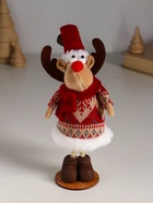 Фигурка «Лосик в вязаной шубе с узорами, в колпаке с колокольчиком», 7×6.5×19 см - Фото 1