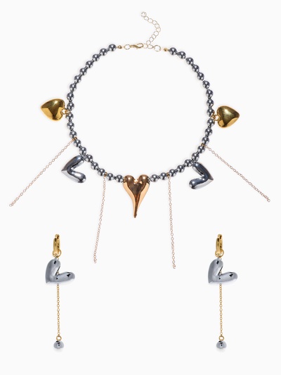 Набор 2 предмета: колье, серьги «Сердце» любовь, цветной