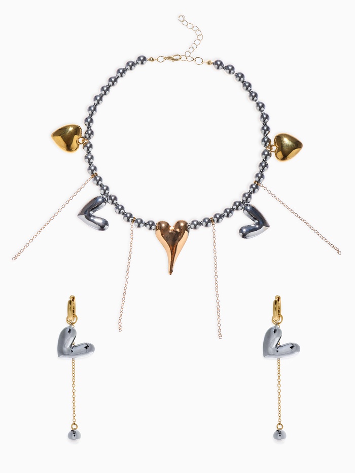 Набор 2 предмета: колье, серьги «Сердце» любовь, цветной - Фото 1