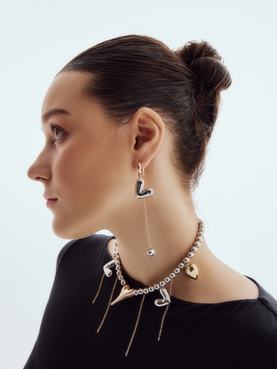 Набор 2 предмета: колье, серьги «Сердце» любовь, цветной