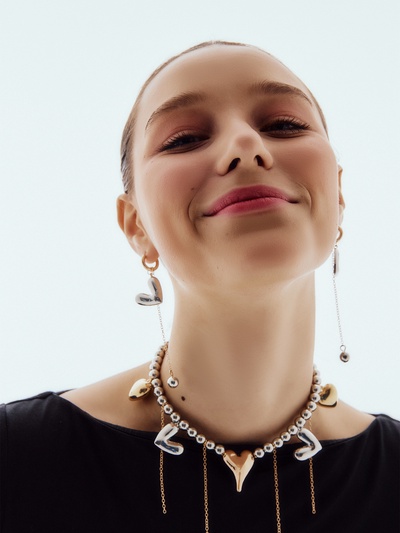 Набор 2 предмета: колье, серьги «Сердце», любовь, цветной