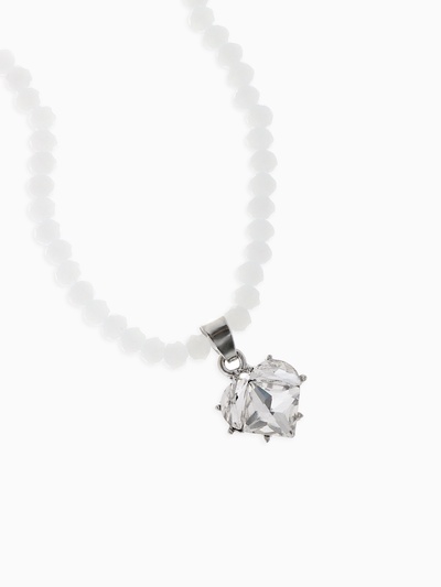 Набор 2 предмета: колье, серьги «Трансформеры» жемчуг со стразами, белый в серебре