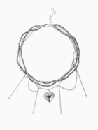 Колье с подвесками «Сердце» переплетение, серое в серебре - Фото 1