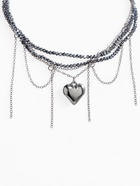 Колье с подвесками «Сердце» переплетение, серое в серебре - Фото 2