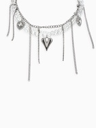 Колье с подвесками «Сердце», переплетение, белое в серебре - Фото 2