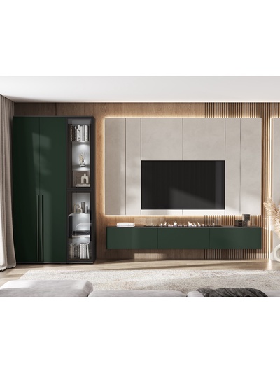 Тумба подвесная «Норд», 2400×346×330 мм, цвет изумруд/графит