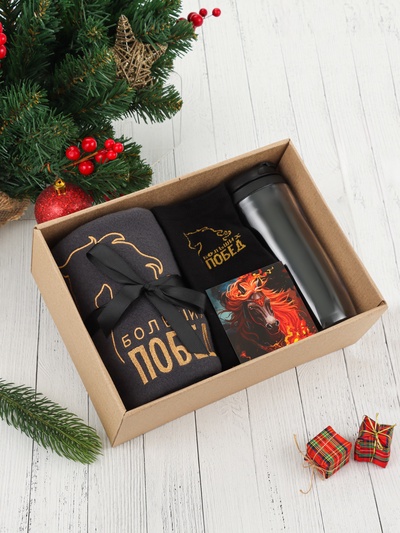 Подарочный набор новогодний «Больших побед», плед, перчатки и аксессуары