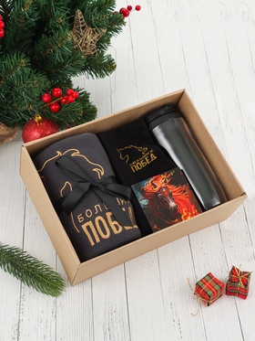 Подарочный набор новогодний «Больших побед», плед, перчатки и аксессуары