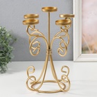 УЦЕНКА Подсвечник на 5 свечей «Вазон. Завитки», металл под золото, 21.5×21.5×27 см - Фото 2