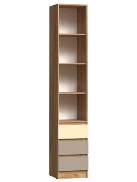 Пенал с тремя ящиками Челси Color, 400х400х2200, Слоновая кость/Глиняный серый/Дуб крафт