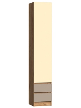 Пенал закрытый с двумя ящиками Челси Color, 400х400х2200, Слоновая кость/Глиняный серый/Дуб крафт