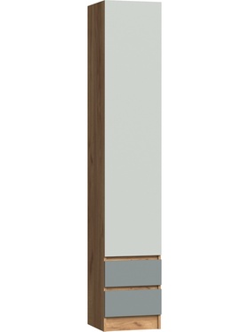 Пенал закрытый с двумя ящиками Челси Color, 400х400х2200, Мята темная/Сумеречный голубой/Дуб крафт