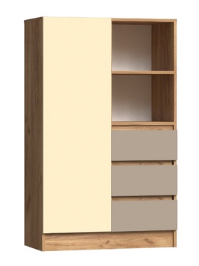 Шкаф комбинированный Челси Color, 800х400х1300, Слоновая кость/Глиняный серый/Дуб крафт