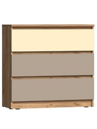 Комод напольный «Челси» Color, 3 ящика, 802×330×768 мм, цвет слоновая кость/глиняный серый/дуб крафт 10929956 - фото 745074