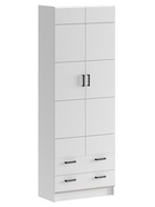 Шкаф двухстворчатый с ящиками Вега New Нэнси, 800х402х2200, Белый глянец/Белый - фото 14905865