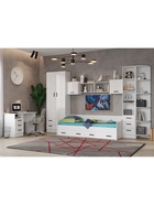 Шкаф двухстворчатый с ящиками Вега New Нэнси, 800х402х2200, Белый глянец/Белый - фото 14905867