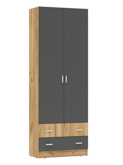 Шкаф двухстворчатый «Мартина», 2 ящика, 800×400×2200 мм, цвет графит/дуб крафт