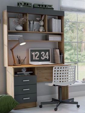 Надстройка для стола «Мартина», 1100×286×1064 мм, цвет графит/дуб крафт