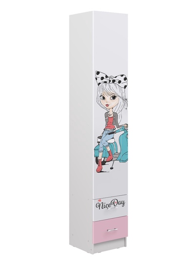 Шкаф – пенал закрытый «Вега» Fashion 1, 400×400×2200 мм, цвет белый