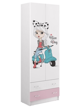 Шкаф двухстворчатый с двумя ящиками Вега Fashion 1, 800х402х2200, Белый