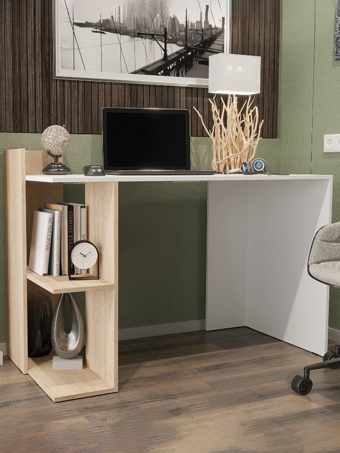 Стол компьютерный №10, 1200×573×850 мм, цвет дуб сонома/белый - Фото 1