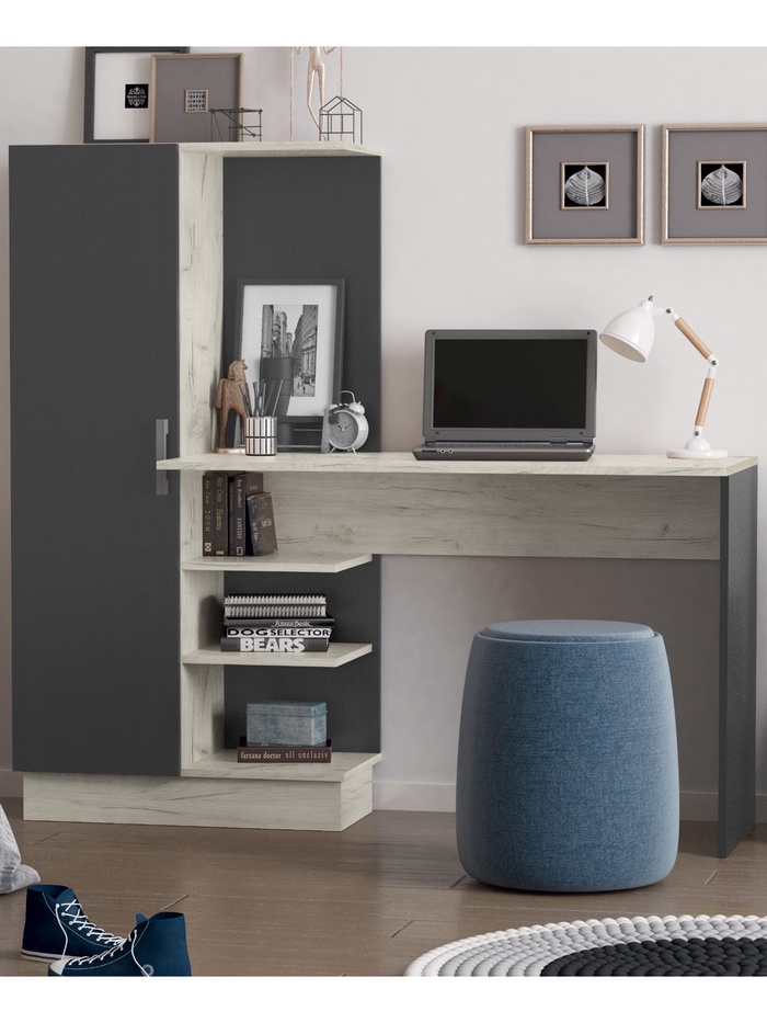 Стол компьютерный №1, 1450×500×1350 мм, цвет графит/дуб крафт белый - Фото 1