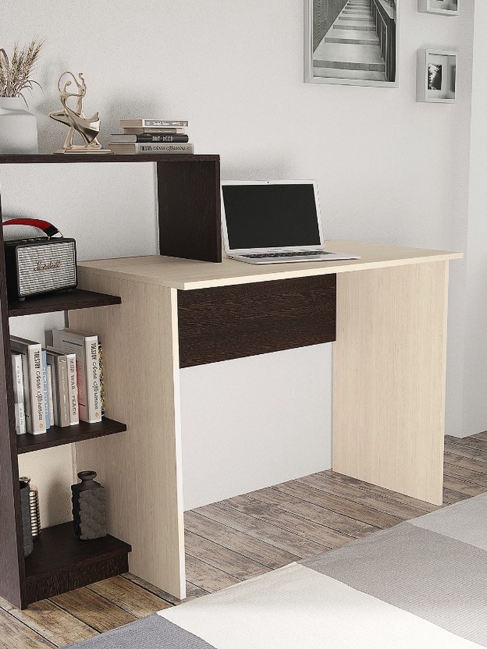 Стол компьютерный №5, 1250×500×1016 мм, цвет дуб белёный/дуб венге