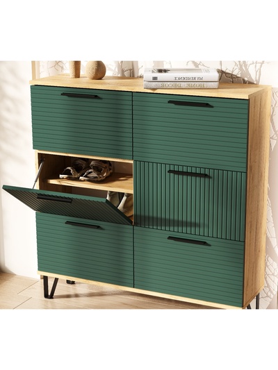 Обувница «Флэш», 1000×300×1030 мм, цвет браш мени грин/дуб крафт