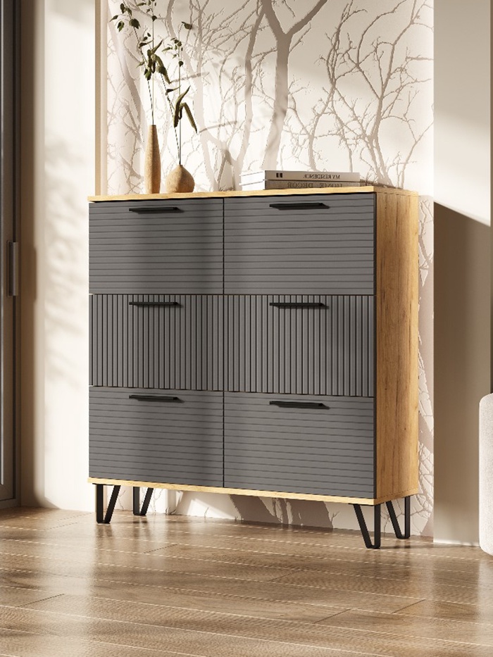 Обувница «Флэш», 1000×300×1030 мм, цвет браш графит/дуб крафт - Фото 1