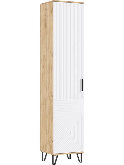 Шкаф – пенал закрытый «Флэш», 450×410×2130 мм, цвет браш вайт/дуб крафт