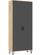 Шкаф двухстворчатый Флэш, 900х410х2130, Браш графит/Дуб крафт - фото 14905949