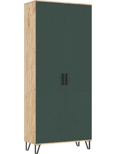 Шкаф двухстворчатый «Флэш», 900×410×2130 мм, цвет браш мени грин/дуб крафт