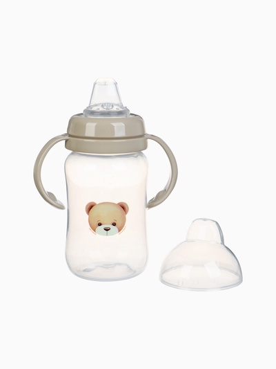 Поильник - непроливайка Baby Bear новогодний с силиконовым носиком, 270 мл., бежевый Mum&Baby