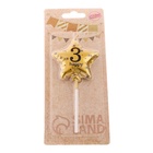 УЦЕНКА Свеча в торт на шпажке "Воздушный шарик.Звезда", цифра 3, 5.5 см, золотая - Фото 4