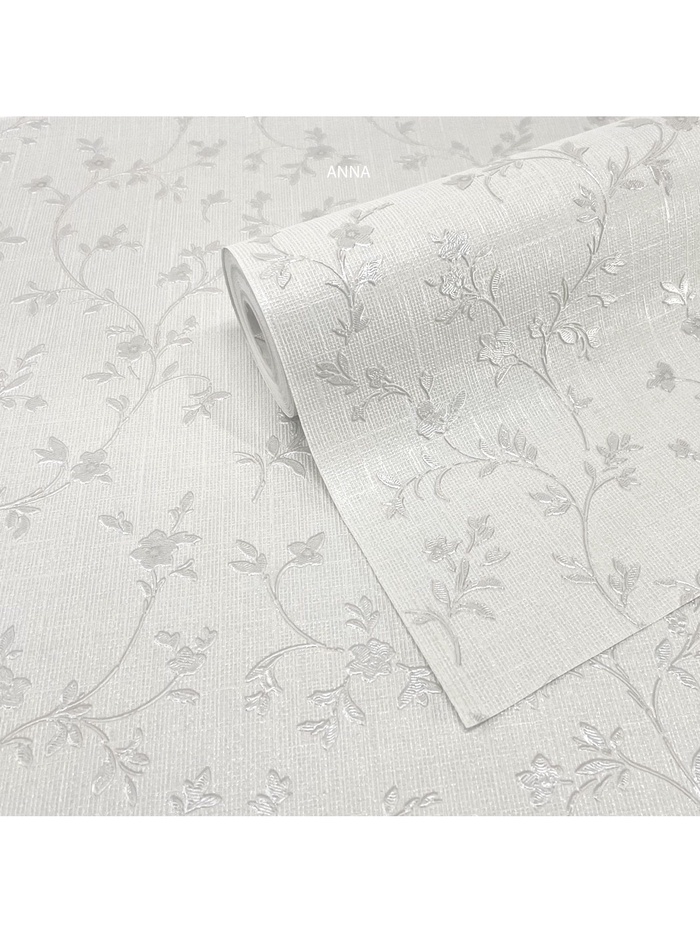 Обои антивандальные Flizelini Anna 1868 – 61, на флизелиновой основе, 1.06×10 м, цвет белый/бежевый - Фото 1