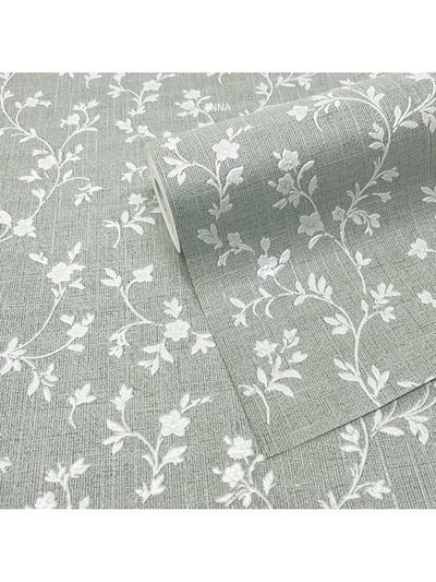 Обои антивандальные Flizelini Anna 1868 – 71, на флизелиновой основе, 1.06×10 м, цвет белый/зелёный