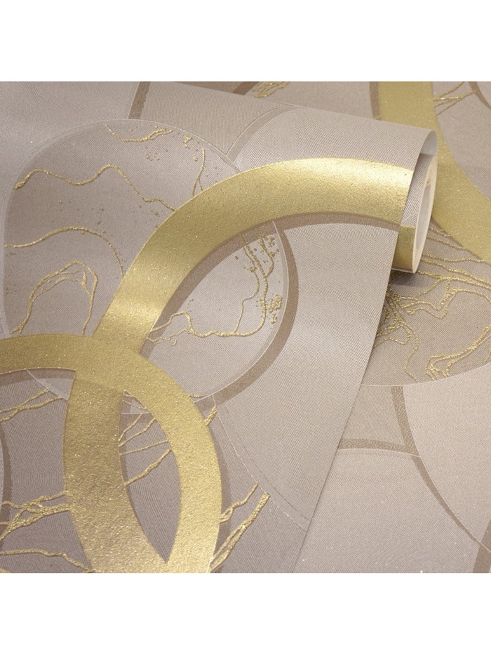 Обои антивандальные Flizelini Ringo1943 – 63, на флизелиновой основе, 1.06×10 м, цвет бежевый/золотой - Фото 1