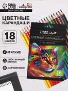 УЦЕНКА Карандаши 18 цветов в картонной коробке, грифель d -3мм, 5B, TOP Calligrata - Фото 1